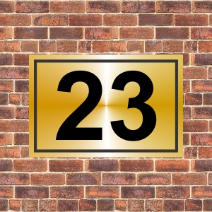 House Number Brushed Gold Aluminum Plate