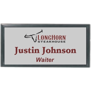3x1-1/2 Metal Name Tag with Black Plastic Holder