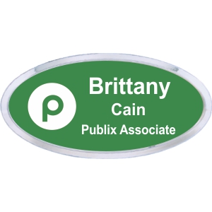 3x1-1/2 Plastic Name Tag with Silver Plastic Oval Holder