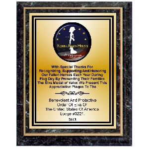 Black Marble Finish Plaque with Gold Cove